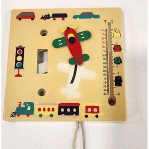 Vintage Termomete Yellow Plain/Train Nursery  Switch Plate With Pull Strings